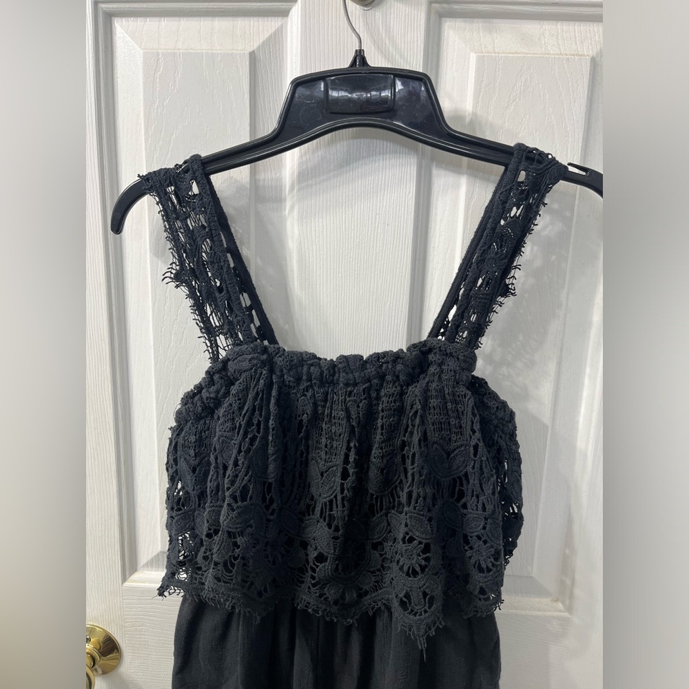 Free People In Your Dreams Crochet Flowy Boho Jumpsuit Oversized Size Small - Picture 7 of 12